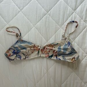 Rhythm Floral Bikini Top in Cream and Blue